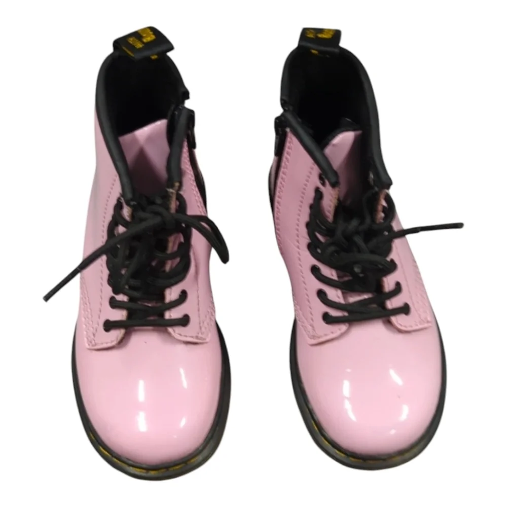 Dr Martens 1460T‎ Pink Shiny Patent Leather Combat Boots Girls Size8